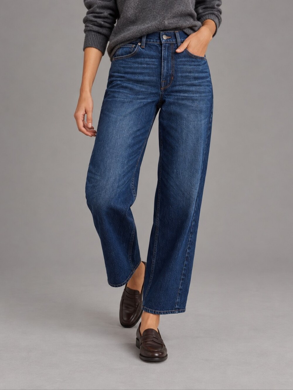 L.L. Bean Signature 1912 Dark Wash High Rise Barrel Ankle Jeans Womens Size 12